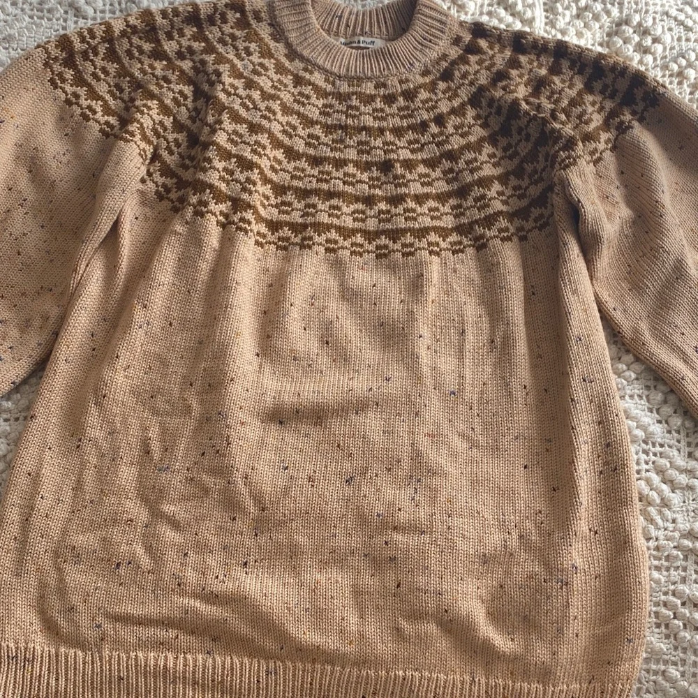 Oversized Fair Isle Sweater in Camel Confetti - Picture 2 of 8